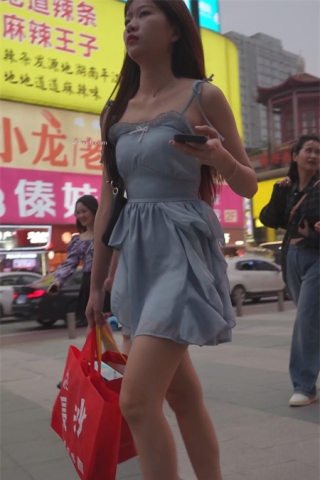 (BC-B-084)逛街的蓝色连衣裙小姐姐..蕾丝边粉内一路跟拍